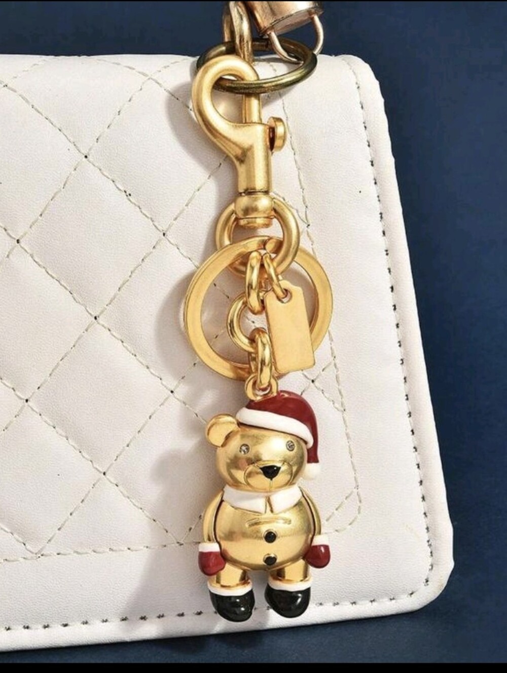 Santa Bear Bag Charm/ Keychain NEW